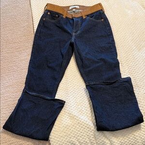 Abercrombie & Fitch Dark Blue Flare Jeans with Tan Accents